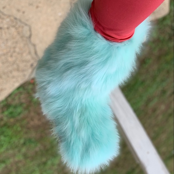 Mint Green Real Fur Boots - Picture 9 of 10
